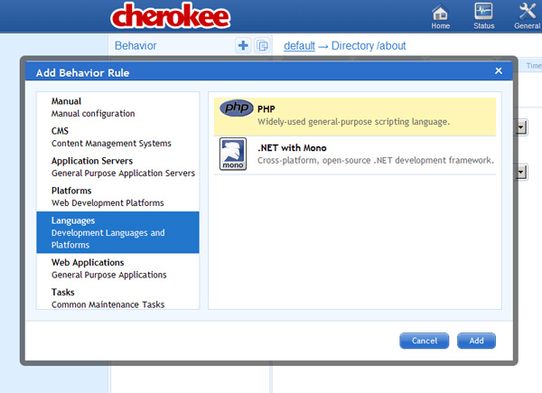 Install Cherokee with PHP5 and MySQL supported in Fedora 14 Picture 6