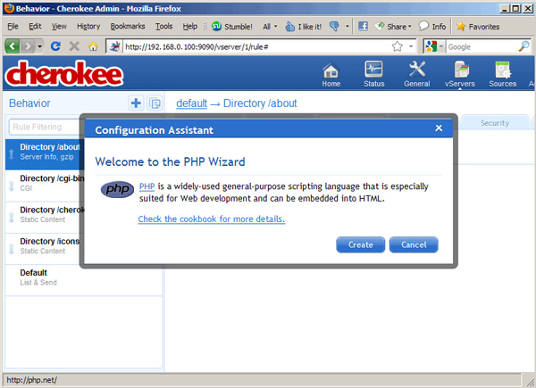 Install Cherokee with PHP5 and MySQL supported in Fedora 14 Picture 7