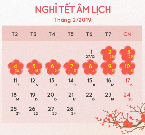Lunar New Year holiday calendar 2019, New Year 2019, holiday 2018 Picture 2