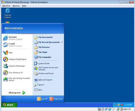 Running XP Mode in Windows 7 does not require CPU support for virtualization Picture 3