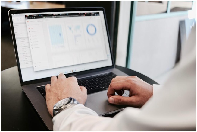 A business professional creates several data visualization charts