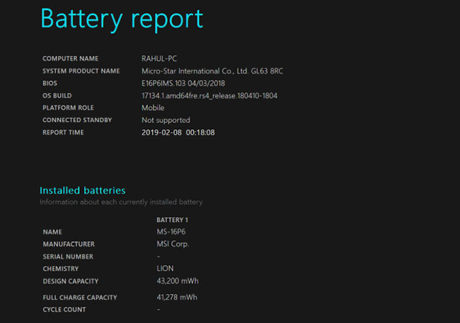 How to check the number of battery charge cycles of a Windows laptop Picture 1
