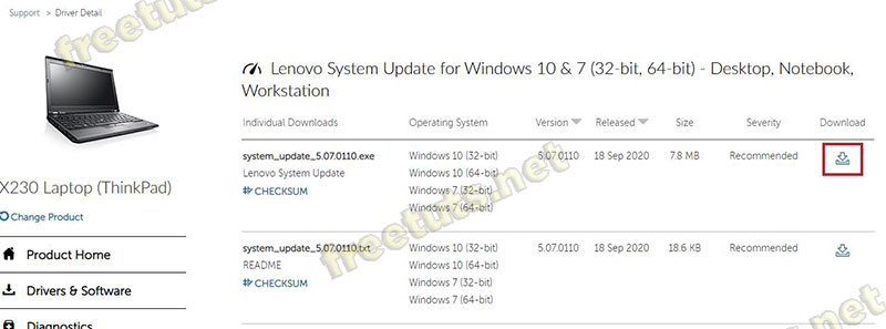 Instructions to install driver for Lenovo Laptop by downloading from the homepage Picture 5