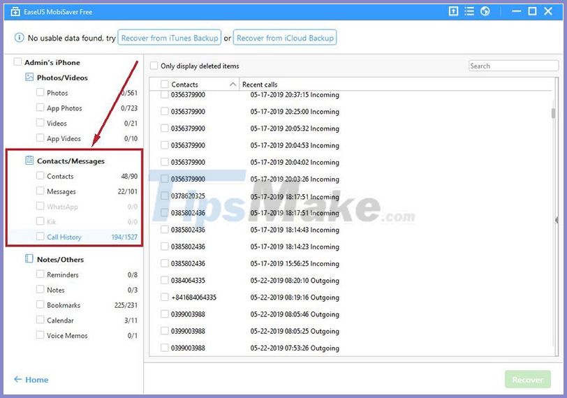 Recover deleted photos / data on iPhone, iPad Picture 7
