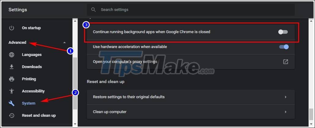How to turn off the background feature of Google Chrome Picture 3
