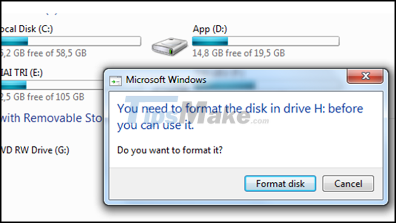 Steps to fix USB error asking for Format when plugged into the computer Picture 1