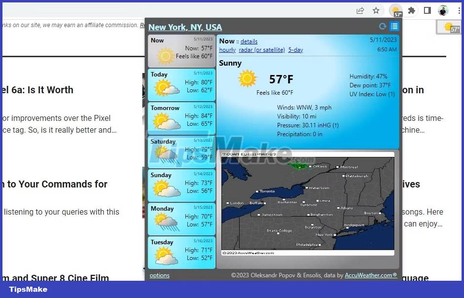 6 Chrome extension to check the weather from the current tab Picture 3