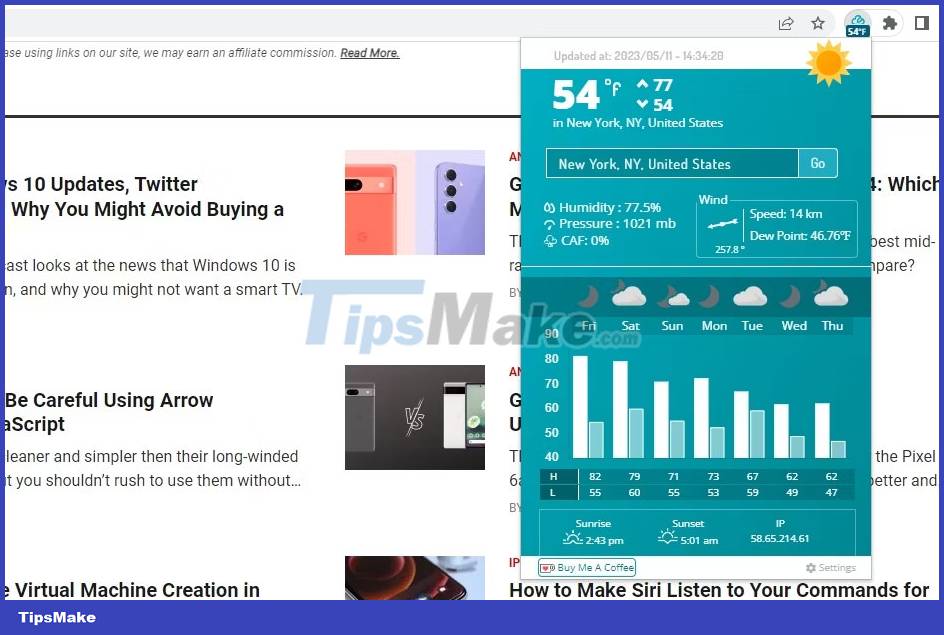 6 Chrome extension to check the weather from the current tab Picture 4