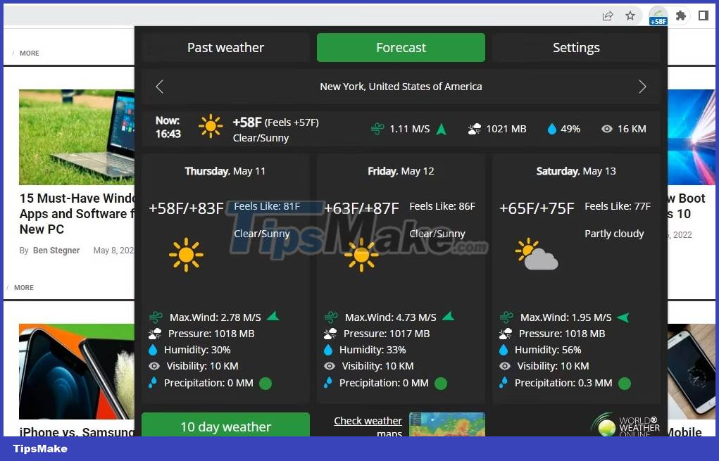 6 Chrome extension to check the weather from the current tab Picture 5