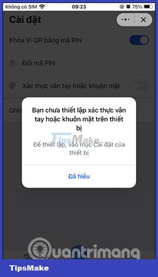 How to lock Zalo QR Wallet with fingerprints for information security Picture 9