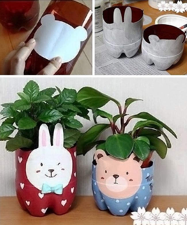 10 creative ideas to make flower pots from old plastic bottles Picture 3
