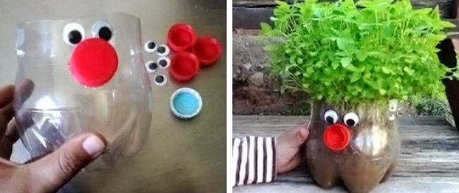 10 creative ideas to make flower pots from old plastic bottles Picture 6