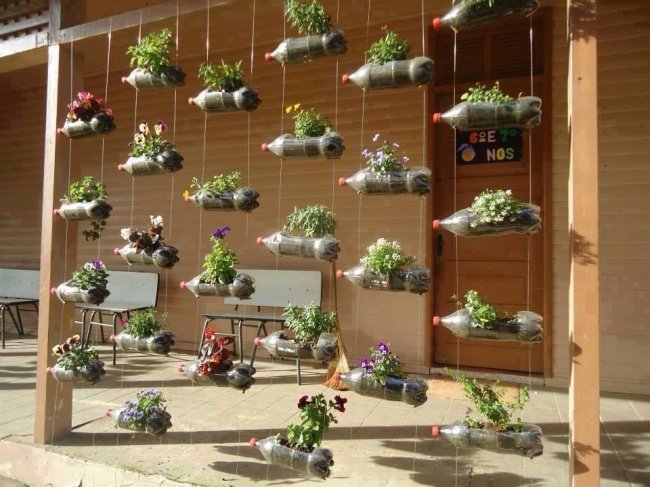 10 creative ideas to make flower pots from old plastic bottles Picture 9