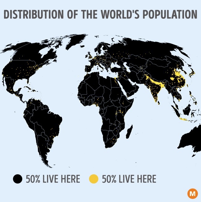 10 'interesting' maps prove the world population is unevenly distributed Picture 1