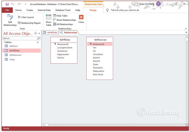 1-1 relationship between tables in ACCESS - TipsMake.com