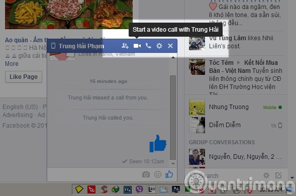 2 steps to make video calls on Facebook Picture 1