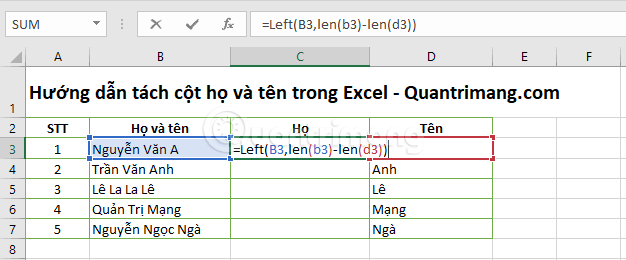 2 ways to separate column Full and Name in Excel Picture 10
