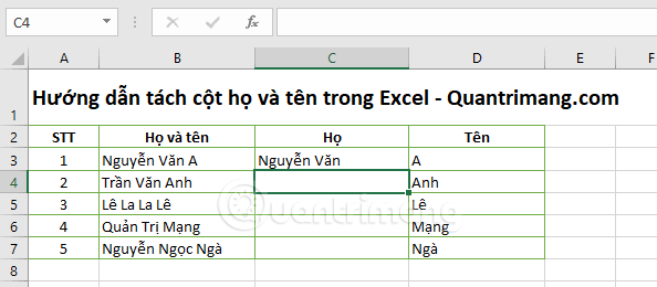 2 ways to separate column Full and Name in Excel Picture 11