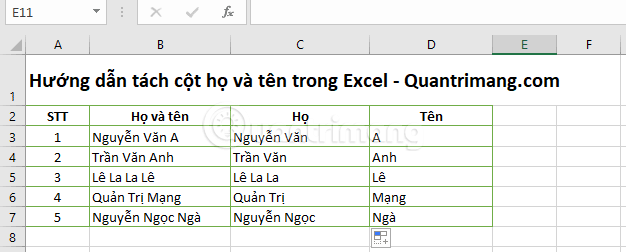 2 ways to separate column Full and Name in Excel Picture 12