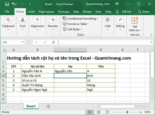 2 ways to separate column Full and Name in Excel Picture 5