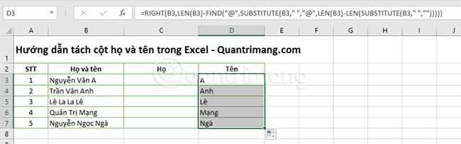 2 ways to separate column Full and Name in Excel Picture 9