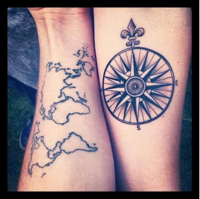 30+ Nice Compass tattoos Picture 29