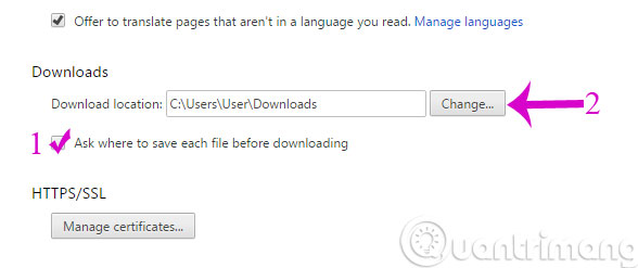 4 steps to change the default Download folder on Coc Coc Picture 3