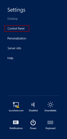 6 ways to access Control Panel on Windows Server 2012 Picture 3