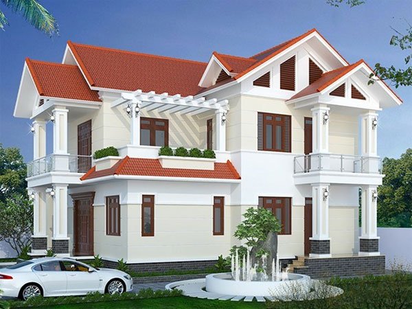 7 models of 2-storey villas with nice and modern roofs, with drawings ...