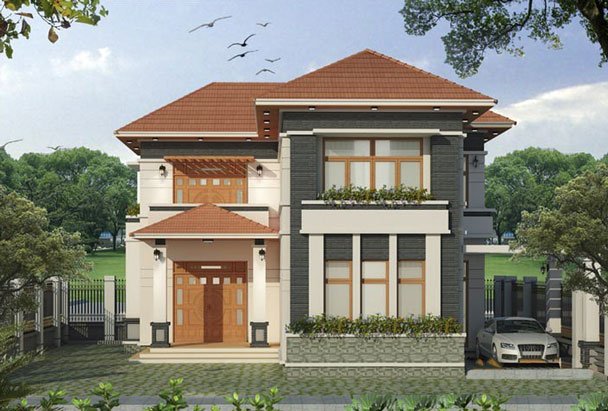 7 models of 2-storey villas with nice and modern roofs, with drawings Picture 9