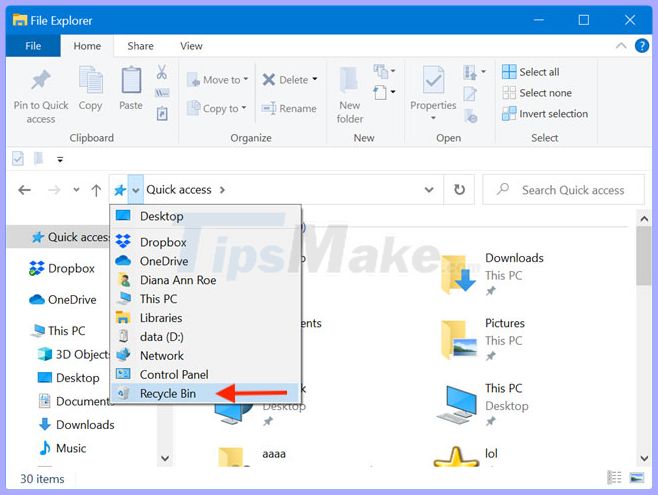 9 ways to open Recycle Bin on Windows 10 - TipsMake.com