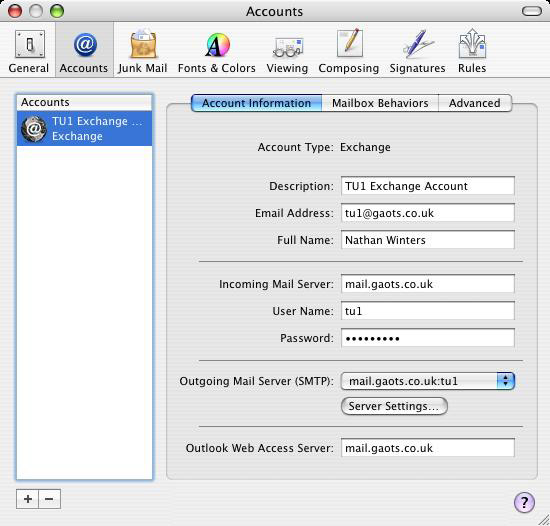 Access Exchange 2007 from an Apple Macintosh computer (Part 1) Picture 5