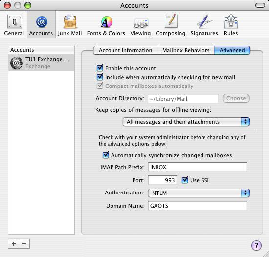 Access Exchange 2007 from an Apple Macintosh computer (Part 1) Picture 6
