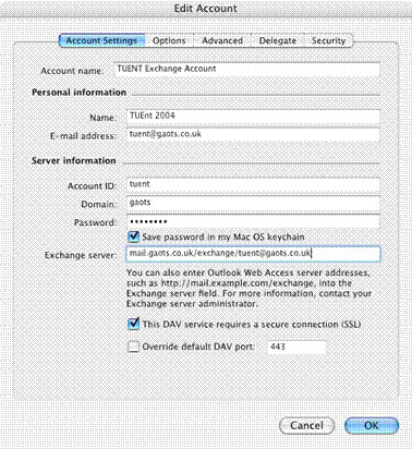 Access Exchange 2007 from Apple Macintosh (Part 2) Picture 6