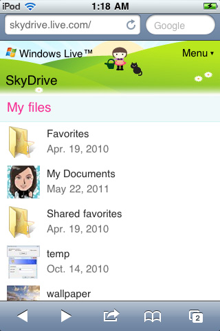 Access Skydrive From Iphone