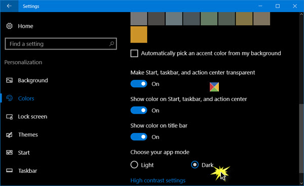 Activate Dark Theme on Windows 10 Picture 2