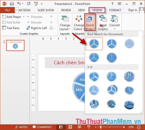 Add a tree diagram (Smart Art) to a Slide in PowerPoint Picture 6
