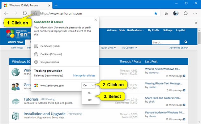 Add and remove exceptions in Tracking Prevention on Microsoft Edge Chromium Picture 1