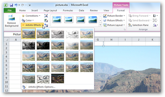 Add artistic effects to photos in Office 2010 Picture 3