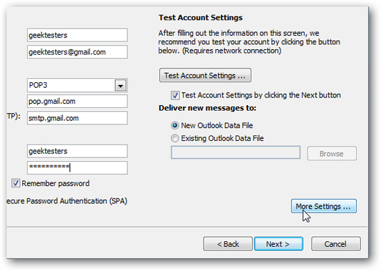 Add Gmail account to Outlook 2010 with POP Picture 11
