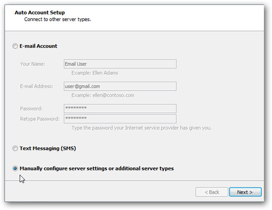 add gmail to outlook 2010