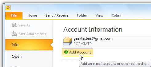 Add Hotmail and Live Email accounts to Outlook 2010 Picture 5