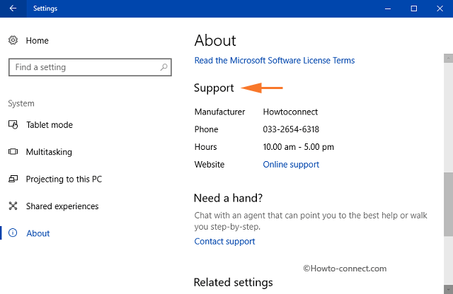 Add or change OEM support information on Windows 10 Picture 4