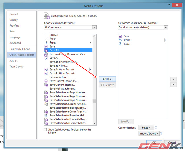 Add Save and Close options All Documents documents in Word Picture 5