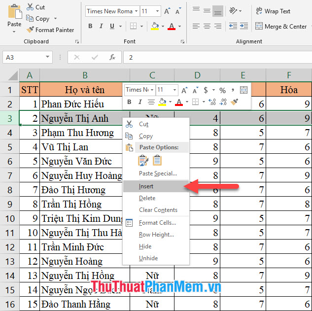 Adding 1 or more blank lines in Excel is extremely fast - TipsMake.com