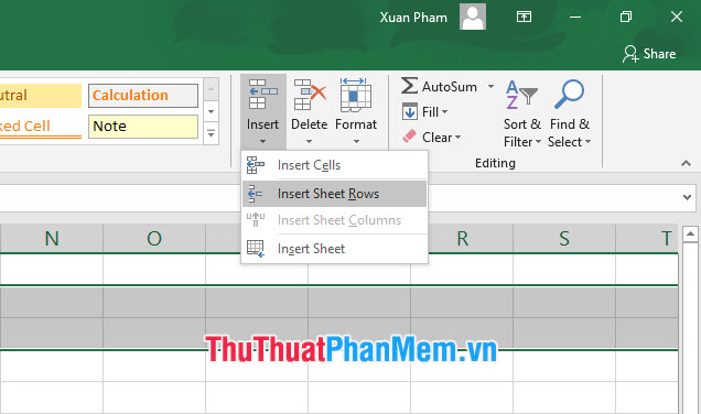 Adding 1 or more blank lines in Excel is extremely fast Picture 7