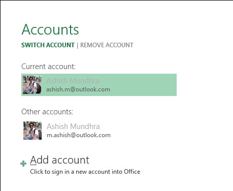 Additional instructions and use of multiple accounts on MS Office 2013 Picture 4
