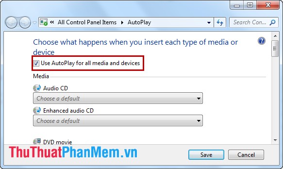 Adjust Autoplay option in Windows 7 Picture 4