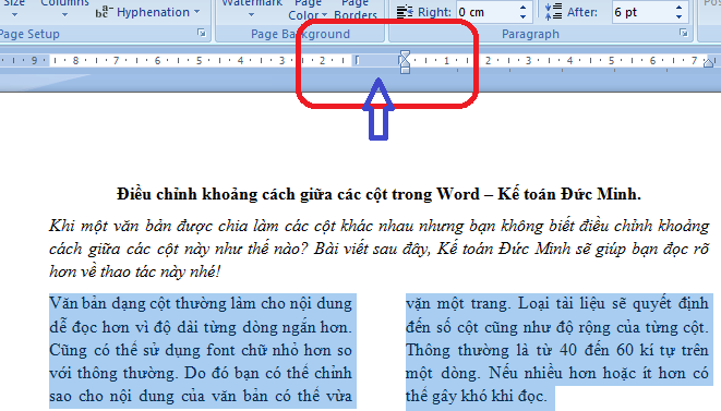 Adjust the spacing between columns in Word Picture 3