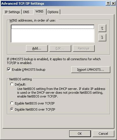 Advanced TCP / IP settings in Windows 2003 Picture 3